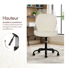 Elle Decor - Chaise de travail en tissu Kylian - Crème-Levier d’ajustement pratique pour personnaliser la hauteur et l’inclinaison, avec bouton de réglage de la tension
