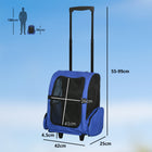 PawHut - Sac à dos caisse de transport 2-en-1 pour chats et chiens avec poignée et roues - Bleu-Tissu en maille respirant pour une bonne ventilation