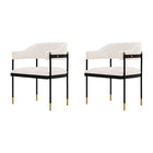 Manhattan Comfort - Lot de 2 fauteuils de salle à manger modernes Lia 24,8 po en chenille crème-Chaise de salle à manger moderne pour salle à manger et usage de chaise de travail