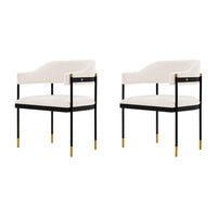 Manhattan Comfort - Lot de 2 fauteuils de salle à manger modernes Lia 24,8 po en chenille crème-Chaise de salle à manger moderne pour salle à manger et usage de chaise de travail