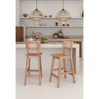 Manhattan Comfort - Versailles tabouret de comptoir style industriel 15,75" - nature - lot de 3-Canne fine naturelle fabriquée à partir de rotin de bois authentique