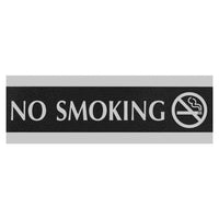 Headline Sign Century No Smoking Sign - 3" x 9"-Black with Silver Accents