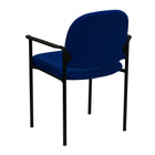 Flash Furniture Comfort Navy Fabric Stackable Steel Side Reception Chair with Arms-Navy Fabric Upholstery