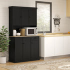 HOMCOM 71" H Buffet Cabinet with Hutch, Kitchen Pantry and Drawer - Black-Open countertop for storing microwave oven, toaster, coffee maker 