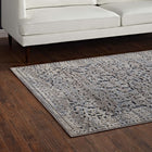 Modway Margarida Distressed Vintage Turkish Area Rug - 8 ft W x 10 ft L - Blue/Cream- Polypropylene / Chenille Yarn