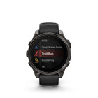 Garmin - fēnix 8 – 47 mm, saphir AMOLED, titane DLC gris carbone avec bracelet en silicone noir/gris galet-Améliorez les performances, l'endurance et la résistance de votre corps aux blessures grâce à des plans d'entraînement en force ciblés, un suivi de l'endurance en temps réel, des entraînements spécifiques au sport et une gamme complète d'applications sportives intégrées