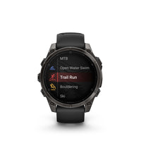 Garmin - fēnix 8 – 47 mm, saphir AMOLED, titane DLC gris carbone avec bracelet en silicone noir/gris galet-Améliorez les performances, l'endurance et la résistance de votre corps aux blessures grâce à des plans d'entraînement en force ciblés, un suivi de l'endurance en temps réel, des entraînements spécifiques au sport et une gamme complète d'applications sportives intégrées