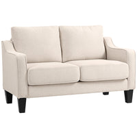 HOMCOM Loveseat Sofa with Pocket Spring - Beige-Pocket spring padding for flexible, supportive seating
