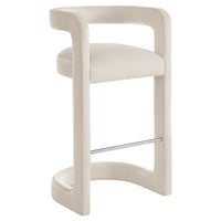 Modway Winslow Performance Velvet Bar Stool - Alabaster-Barrel Back Design