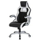 OSP Designs - Chaise de course - noir avec garniture blanche-Bordure blanche, cuir reconstitué noir avec couture blanche et nylon noir