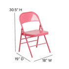 Flash Furniture HERCULES ColourBURST Series Bubblegum Pink Triple Braced & Double-Hinged Metal Folding Chair-Riveted Steel Components