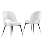 Modway Rouse Performance Velvet Dining Side Chairs - White - 2 Pack-Glam Deco Dining Room Chairs - Set of 2