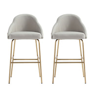 Manhattan Comfort Gracie 22" Modern Leatherette Upholstered Barstool - Stone and Gold - 2 Pack-Modern Barstool with Backseat Perfect for Bar and Kitchen Use. Set of 2