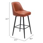 Zuo Keppel Swivel Barstool - Brown-3 year limited warranty