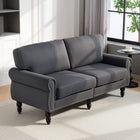 HOMCOM Mid Back Loveseat with Wood Legs - Dark Grey-Linen touch surface is soft and warm, great for long term using   