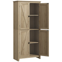 HOMCOM 72" H Freestanding Kitchen Pantry and Buffet Cabinet - Natural-Barn style doors bring farmhouse charm to your kitchen 