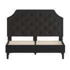 Flash Furniture Brighton Queen Size Tufted Upholstered Platform Bed - Black Fabric-Gold Nailhead Trim