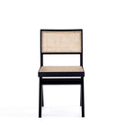 Manhattan Comfort Hamlet 17.64" Industry Chic Dining Chair - Black and Natural Cane - Set of 4-Seat Made from Natural Cane