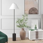 Hudson&Canal - Lampadaire Somerset de 162 cm de haut avec abat-jour en tissu Empire - Bronze noirci/blanc-Une finition en bronze noirci fabriquée à la main est appliquée sur la base en métal du chandelier