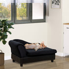 PawHut Sponge Cushioned Pet Sofa Couch with Storage - Black-Sturdy wood construction for long-term use and the ability to support up to 22 lbs. 