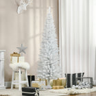 HOMCOM 6' Pencil Artificial Christmas Tree - White-Base is detachable for easy storage 