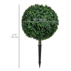 HOMCOM 27.6" Artificial Boxwood Topiary Trees with Ground Stakes - Green - 2 Pack-Integrated ground stake simplifies installation in soil or planters 