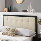 Modway Draper Tufted Fabric and Wood Queen Headboard - Black Beige-Dense Foam Padding