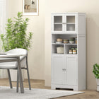 HOMCOM - Armoire de cuisine moderne avec portes vitrées - blanc-Portes vitrées pour exposer vos assiettes préférées et les protéger de la poussière 
