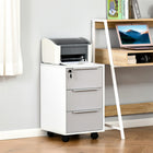 HOMCOM 3-Drawer Vertical Letter/A4 Filing Cabinet with Lock - Grey-Large storage space with 3 drawers and a spacious top for holding office tools and files
