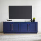 Hudson&Canal Tillman TV Stand for TV's up to 75" - Dark Blue-Constructed of sturdy MDF materials in a handcrafted dark blue finish