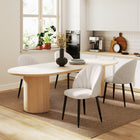 HOMCOM Dining Chairs with Metal Legs for Kitchen - Cream White - Set of 4-Velvet-feel linen-look fabric offers comfort for extended sitting