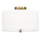 Hudson&Canal Ellis 16" Flush Mount with Fabric Shade - Brass/White-Modern and contemporary design for your entryway, foyer, or kitchen