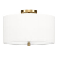 Hudson&Canal Ellis 16" Flush Mount with Fabric Shade - Brass/White-Modern and contemporary design for your entryway, foyer, or kitchen