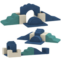 Qaba - Ensemble de jeux doux pour bébé, ensemble de blocs d’escalade en mousse - bleu marine - ensemble de 7-Comprend 7 formes pour des heures de plaisir à grimper, glisser et construire 