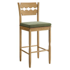 Modway - Jax Bois de chêne Tabouret de bar avec dossier ondulé en rasoir et coussin in Sauge du chêne altéré-Tabouret de bar en chêne massif