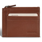 Champs - Porte-cartes zippé en cuir Onyx - Marron-Étui à cartes zippé en cuir dans une boîte cadeau