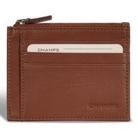 Champs - Porte-cartes zippé en cuir Onyx - Marron-Étui à cartes zippé en cuir dans une boîte cadeau