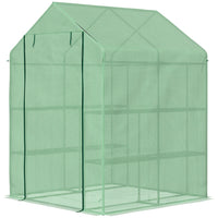 Outsunny - Serre de jardin 56 po L x 54 po l x 74 po H avec 8 étagères et housse en PE, vert-La housse en plastique est durable, protège l'intérieur du vent léger, de la pluie fine et du froid  
