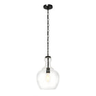 Hudson&Canal - Suspension Verona de 28 cm de large avec abat-jour en verre, - Bronze noirci/transparent-Associé à un abat-jour en verre dôme transparent
