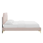 Modway - Sienna Lit plateforme complet en velours haute performance avec pieds en métal doré - Rose-Système de soutien en lattes de bois