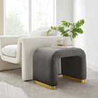 Modway - Koda Performance Velvet Tabouret en cascade - Brass Storm Grey-Tissu résistant aux taches