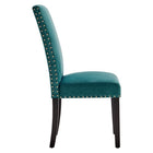 Modway Parcel Performance Velvet Dining Side Chairs - Teal - 2 Pack-Rubberwood Legs