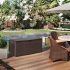 Suncast - Coffre de terrasse de 124 gal avec motif en chevrons - couleur Java-Parfait pour ranger des coussins, des fournitures de jardin et du bois de chauffage.