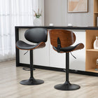 HOMCOM Bar Stools with Curved Back and Footrest - Black - 2 Pack-Solid steel base with non-slip foot pad keeps the island stools balanced
