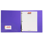 JAM Paper - Classeur en plastique de 2 -5 cm - violet - 3 anneaux-Les larges panneaux avant et arrière recouvrent entièrement les intercalaires et protège-pages standard. Nos classeurs à 3 anneaux métalliques sont dotés de deux boutons pour une ouverture et une fermeture faciles, ainsi que d'une pochette pratique sur le rabat intérieur.
