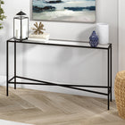 Hudson&Canal - Console Henley 55" de largeur avec plateau en verre - Bronze noirci-Une finition artisanale est appliquée sur le cadre en acier