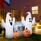 HOMCOM - Fantômes gonflables d'Halloween de 4ft avec pierre tombale et citrouille décor - Blanc-Gonfler automatiquement après la mise sous tension pour une configuration facile 