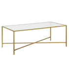 Hudson&Canal Henley 48"W Rectangular Coffee Table with Glass Top - Brass-An industrial design for your living room, den, and more
