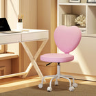HOMCOM - Chaise de bureau en forme de cœur à hauteur réglable - rose-Peut servir de fauteuil de détente, chaise de bureau à domicile ou chaise de coiffeuse dans la chambre ou le dortoir