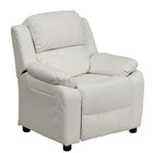 Flash Furniture – Fauteuil inclinable moderne de luxe pour enfants, vinyle, très rembourré, rangement dans les accoudoirs, blanc-Fauteuil inclinable taille enfant